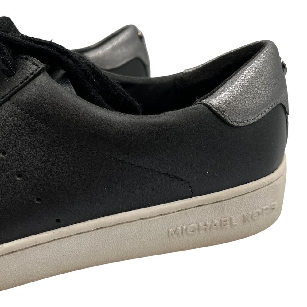 Michael Kors MK Irving Leather Low Top Sneakers Shoes Black White Size 8.5M - Picture 5 of 9